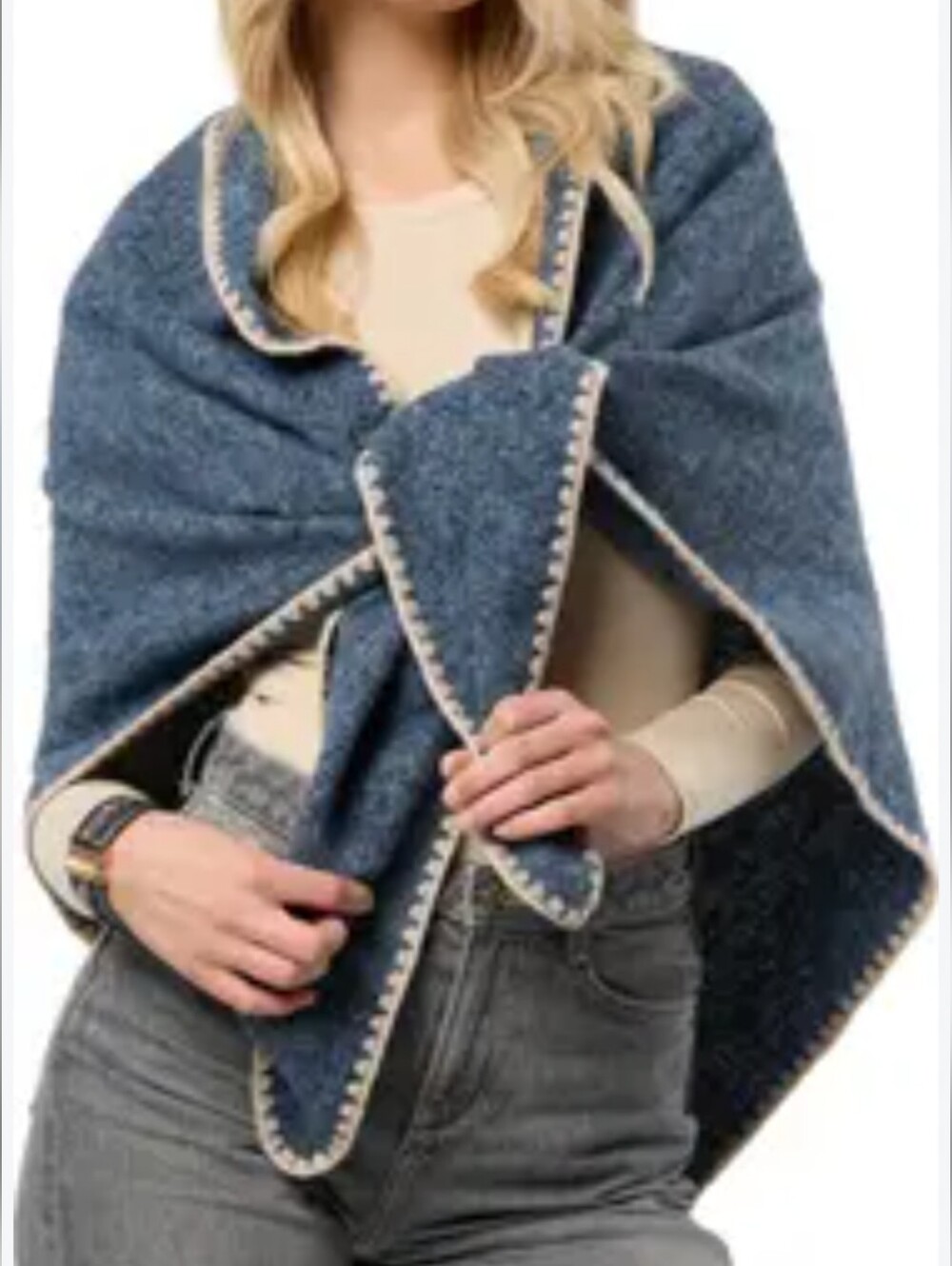 SAACHI KNITTED TRIANGLE SHAWL WRAP /OS FITS ALL -77"×35"